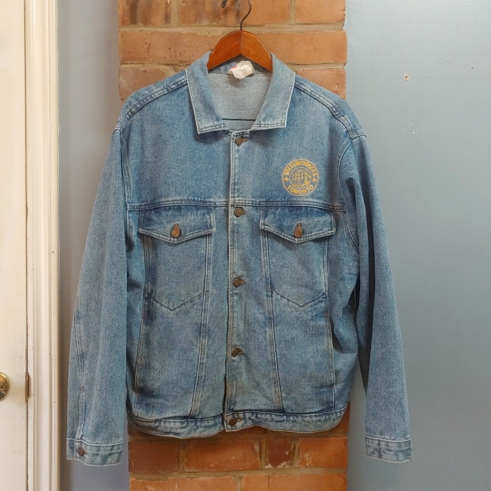 Vintage Toronto Steelworkers Union Blue Demin Jacket Men's Size Large